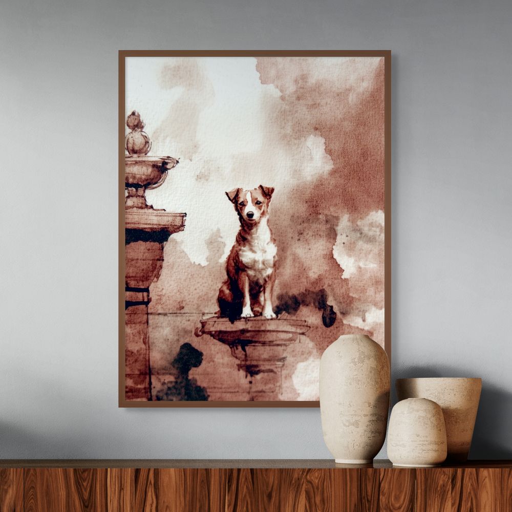 Dog Portrait Watercolor Art + Charming & Elegant + Home and Office Decor