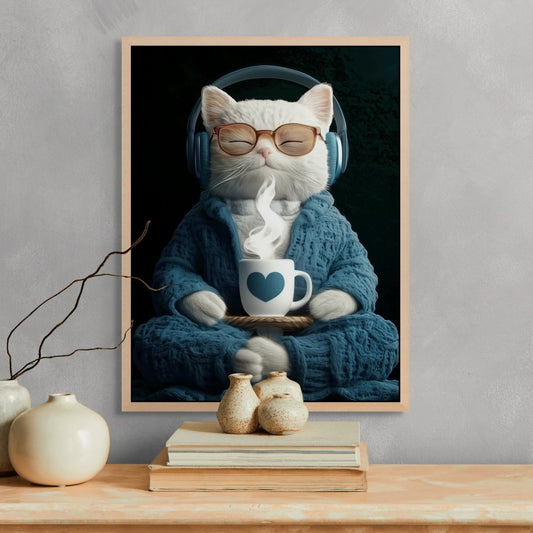Cat Vibing to Music+ Maximalism + Bold & Eclectic + Home and Office Decor